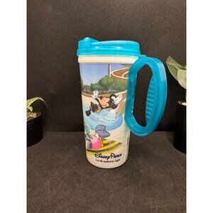 Disney Parks Refillable Mug With Mickey & Friends Poolside Design Blue Lid & Han